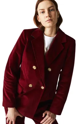 Produktbild von Lacoste Damen Blazer, gerade, bordeauxrot, Cord S
