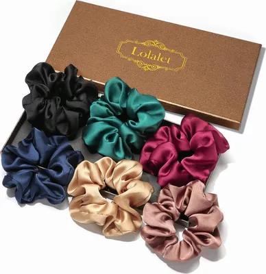 Produktbild von Lolalet Seide Scrunchies Satin Haargummis für Damen Mädchen, 6 Farben