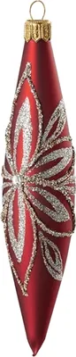 Produktbild von Roter Weihnachtstropfen mit Platinblumen Dekor