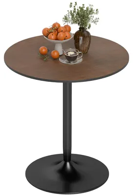 Produktbild von Runder Esstisch (70 cm Durchmesser) fš¹r 2 Personen mit massiver Holzfurnierplatte und braunem Stahlgestell