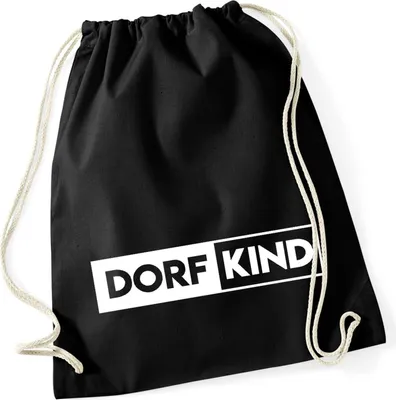 Produktbild von Hellweg Druckerei Turnbeutel Dorfkind Modern Geschenk Rucksack Black 12 Liter Baumwolle Dorfkind Modern Präsent