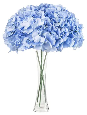 Zdjęcie produktu dla Omgoods - Sztuczne hortensje, niebieskie, zestaw 3 sztuk, 68 cm