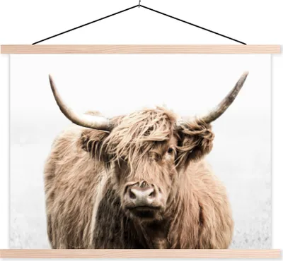 Produktbild von MuchoWow® Textilposter Schottisches Hochlandrind - Tiere - Fell 120x90 cm mit holzfarbenen Rahmen - Magnetisch