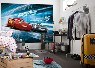 Produktbild von Komar Fototapete "Cars3 Simulation", blau/rot, 254 x 184 cm; 4-423