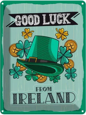 Produktbild von vianmo Blechschild 40x30 cm Good Luck From Ireland Europa