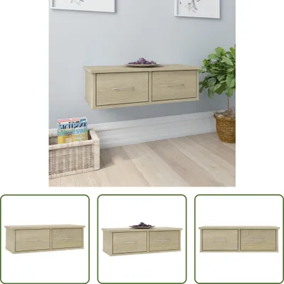 Produktbild von The Living Store Wand-Schubladenregal Sonoma-Eiche 60x26x18,5 cm Holzwerkstoff