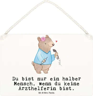 Produktbild von Mr. & Mrs. Panda holzbild Arzthelferin Herz DIN A6 - Weiß - Geschenk, MFA, Beruf, Wandbild Holz, Türschild, Schild, Krankgeschrieben, Ausbildung, Arztpraxis, Spruch