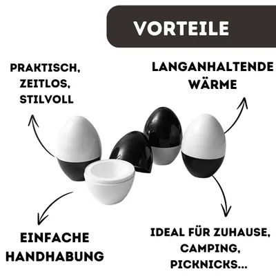 Produktbild von Eierwärmer Thermo-Ei, Set 4 Stück, schwarz-weiß, für Frühstück