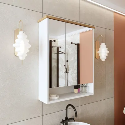 Obrázok produktu pre Skye Decor, kvalitná skrinka do kúpeľne so zrkadlom, 62 cm, matná biela, 100% MDF-lamino