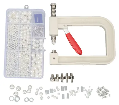 Imagen del producto de Omgoods - Máquina para insertar perlas, resistente al desgaste - Prensa manual para perlas - Perlas - Joyería - Manualidades - Compacta y duradera - Máquina para insertar perlas