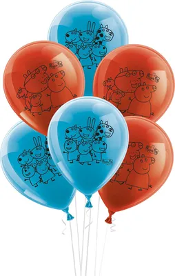 Produktbild von Peppa Pig Latexballons Set 25cm 10 Stk Ballons bedruckt pink blau heliumgeeignet