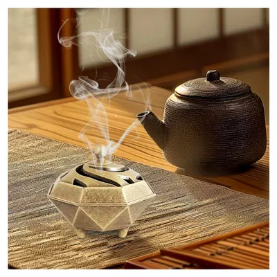 Produktbild von Räucherstövchen als Dekoartikel, Räucherstäbchenhalter für Zuhause - Duftverbreiter Zubehör für Küche, Wohnzimmer, Meditationsraum und Schlafzimmer