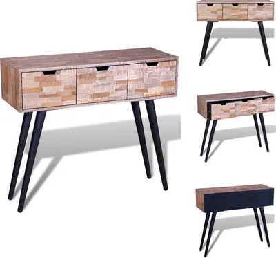 Produktbild von vidaXL Konsolentisch mit 3 Schubladen Altholz Teak -  Beistelltische