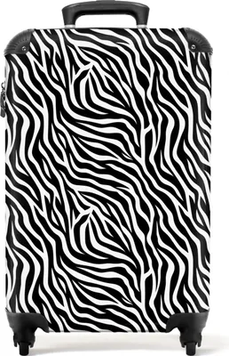 Produktbild von NoBoringSuitcases.com® Koffer Handgepäck Trolley Rollkoffer Kleine Reisekoffer mit 4 Rollen - Tiermuster - Zebra - Design - Schwarz und weiß - Cabin Size < 55x40x23 cm & 55x40x20 cm - Fotokoffer - Kabinenkoffer - BoardgepäckHandgepäck Koffer 55x35x20 cm, 36L,