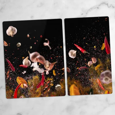 Produktbild von Glas-Herdabdeckplatten Glaskeramikkochfeld-Abdeckung Spritzschutz Schneidebrett Zweiteilige Glas 70x52 cm Farbzusätze