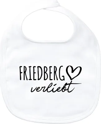 Produktbild von Huuraa Baby Lätzchen Friedberg verliebt White Klettverschluss  Baumwolle Latz Geschenkidee