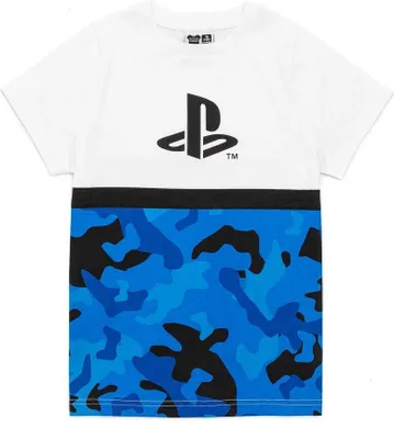 Playstation - Tričko pre chlapcov NS6815 (158-164) (modrá/biela/čierna)