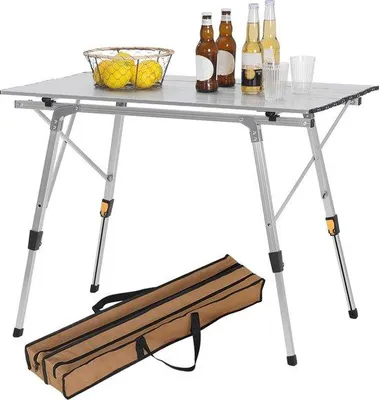 Image de Table pliante en aluminium, réglable en hauteur, 90 x 52 cm