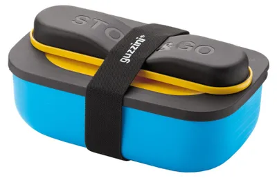 Lunchbox-Set mit Reisebesteck, 900 ml, Gelb/Blau, 20x12x7 cm