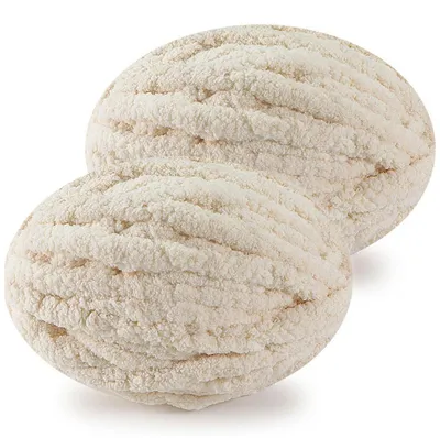 Immagine prodotto di Lana extra grossa per lavorare a maglia e all'uncinetto, 2 gomitoli da 500g, color beige, soffice e morbida