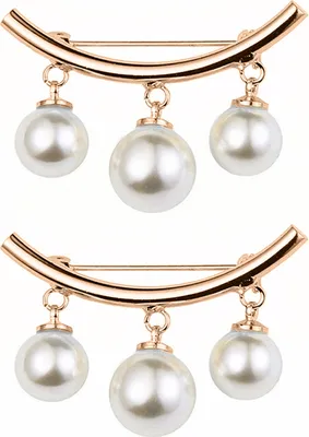 Produktbild von 2-teilige Brosche, stilvolle, elegante Kunstperlen-Mode-Vintage-Brosche für Hochzeit-Golden