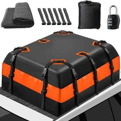 Produktbild von Famanu Dachbox 840D, faltbar, wasserdicht, 21 Kubikfuß / 595 Liter – Schwarz