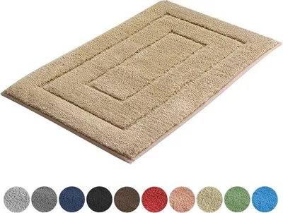 Imagen del producto de Uniqoos® Alfombrilla de baño, 60x90 cm – Alfombrilla antideslizante para la ducha, absorbente y suave, de poliéster, color beige