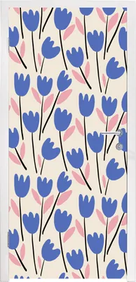 Produktbild von MuchoWow® Türtapete Selbstklebende Türfolie Blume - Muster - Tulpe 90x215 cm Türposter Türaufkleber Klebefolie Türklebefolie - Plakat an der Tür - Türsticker - Aufklebern
