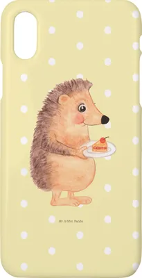 Produktbild von Mr. & Mrs. Panda Iphone 10 Handyhülle Igel Kuchenstück - Gelb Pastell - Geschenk, X, Einladung Party, Handy, Torte, Kuchen, Hülle, Cover, Geburtstagskuchen, Backen