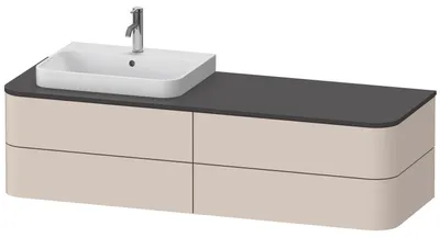 Produktbild von Waschtischunterbau HAPPY D.2 PLUS 1600x550mm 4 Schubk WT li ta s-matt o ES taupe supermatt ohne Einrichtungssystem