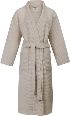 Obrázek produktu pro Uniqoos® 100% bavlněný župán s vaflovou strukturou (uni), velikost XXL – barva: šedá, župan typu kimono s páskem a kapsami