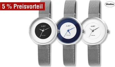 Produktbild von Just "Remary" Titan Damenuhr mit Edelstahl Meshband