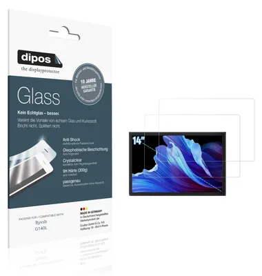 Produktbild von 2x Schutzfolie für Byxsb G140L - Anti-Shock 9H Folie dipos Glass Kunststoffglas
