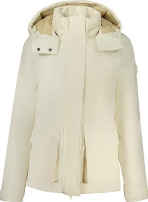 Produktbild von Weiße Damenjacke: Wasserabweisender Parka mit abnehmbarer Kapuze