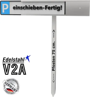 Produktbild von Parkschildhalterung zum einschieben aus Edelstahl mit Erdspieß 75cm zum einschlagen