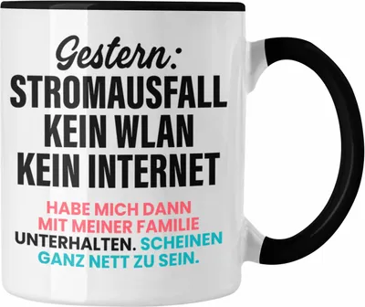Produktbild von Trendation - Gamer Tasse Geschenk Jungen Zocker Mitbringsel Männer Zocken Gaming Geschenkideen PC Kinder Zubehör Spruch Lustig Stromausfall (Schwarz)