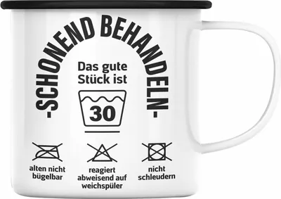 Produktbild von Trendation - 30. Geburtstag Emaille Tasse Mann Frau Geschenk Mutter Vater Lustiger Spruch 30er Geburtstagsgeschenk (Schwarz)
