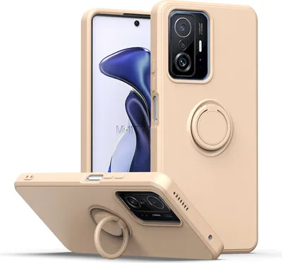 Produktbild von Xiaomi 11T Pro Handyhülle, Ring Halter Ständer Kratzfeste Weiche Silikon schutzhülle für Xiaomi 11T / Xiaomi 11T Pro Pink