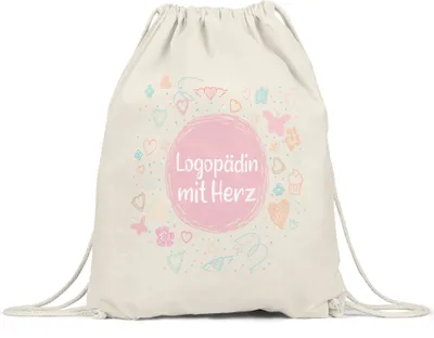 Produktbild von Logopädin mit Herz Turnbeutel Gymsack  Dankeschön Geschenk Danke Sagen Für Alles Logopädie