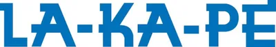 The image shows the text "LA KA PE" in large blue letters against a white background.