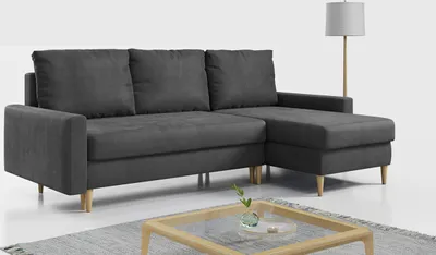 Produktbild von Ecksofa - L-form mit Schlaffunktion und Bettkasten - LANG - Grau
