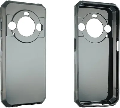 Two black phone cases are shown against a white background.