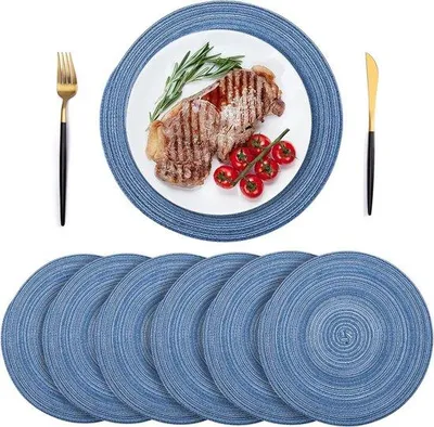 Produktbild von Famanu Platzsets abwaschbar rund blau - 6 Stück
