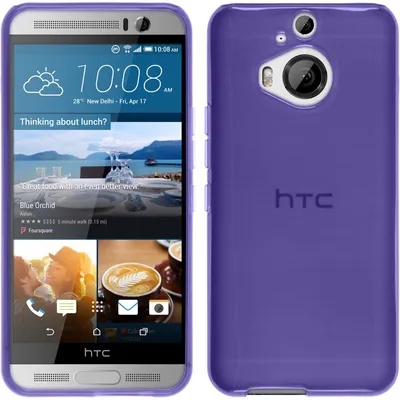 Produktbild von PhoneNatic Case kompatibel mit HTC One M9 Plus - lila Silikon Hülle transparent + 2 Schutzfolien
