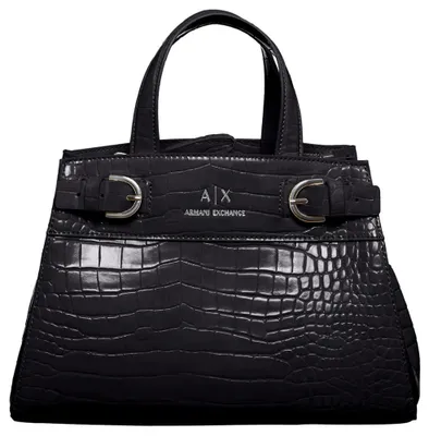 Immagine prodotto di Borsa a tracolla Armani Exchange da donna, modello Milano 91, realizzata con materiali sostenibili, con chiusura a fibbia in metallo
