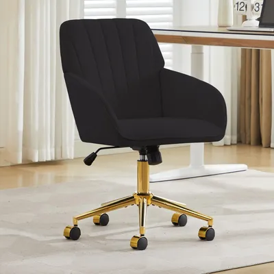 Produktbild von Höhenverstellbarer Bürodrehstuhl, Samtbezug, ergonomisch, 360°-Drehung, 62 x 60 x 97 cm, Schwarz