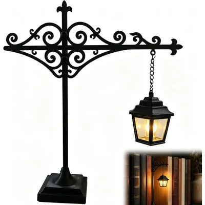 Produktbild von Vintage Bücherregallampe, rutschfester Standfuß, LED-Licht, Kabellose Dekorative Buchstütze Nachtlichter – für Bücherregal, Schreibtisch, Leseecke