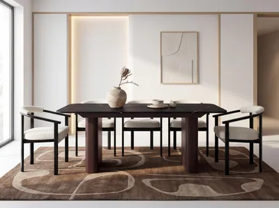 Produktbild von Ausziehbarer Rechteckiger Esstisch – XXL Modernes Design mit Braunem Metallgestell – für 8-12 Personen, 180 x 90 / 280 cm – Schwarz Marmor Kupfer