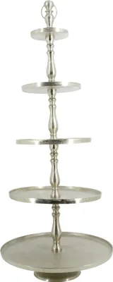 Produktbild von Etagere Brush 140cm Aluminium gebürstet Silber 5Etagen Servierständer