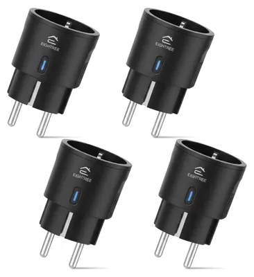 WLAN-Steckdose Mini, 4er-Pack, Strommessung, Smart Home, 2,4 GHz